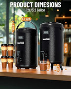 Insulated Beverage Dispenser Stainless Steel Black 3.2 Gal, 1 Pack, alternate view 6