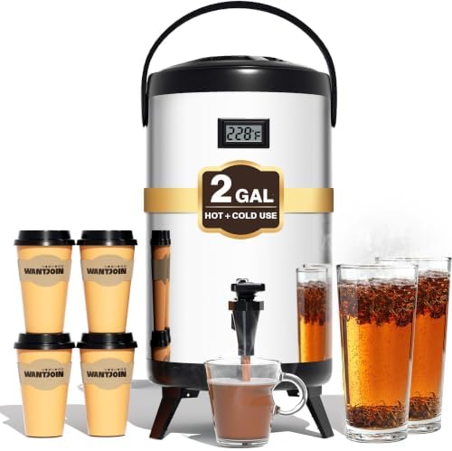 Insulated Beverage Dispenser Stainless Steel Silver 2 Gal, 1Pack