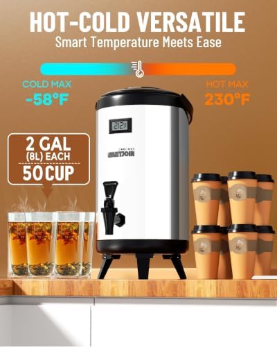 Insulated Beverage Dispenser Stainless Steel Silver 2 Gal, 1Pack, alternate view 2