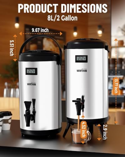 Insulated Beverage Dispenser Stainless Steel Silver 2 Gal, 1Pack, alternate view 5