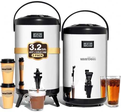 Insulated Beverage Dispenser Stainless Steel Silver 3.2 Gal,2 Pack