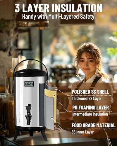 Insulated Beverage Dispenser Stainless Steel Silver 3.2 Gal,2 Pack, alternate view 4