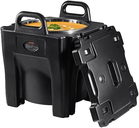 Insulated Food Carrier, 32Qt Capacity Stackable Hot Box for Catering w/Stainless Steel Barrel, Top Load LLDPE