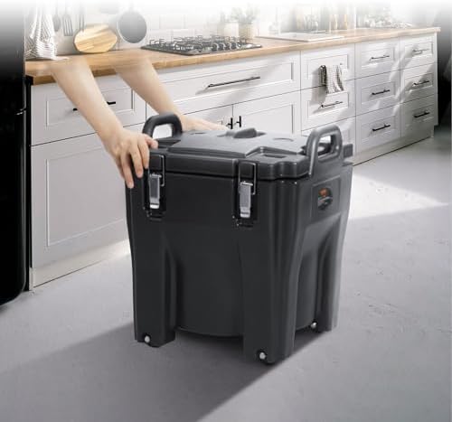 Insulated Food Carrier, 32Qt Capacity Stackable Hot Box for Catering w/Stainless Steel Barrel, Top Load LLDPE, alternate view