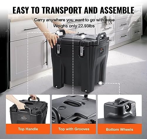 Insulated Food Carrier, 32Qt Capacity Stackable Hot Box for Catering w/Stainless Steel Barrel, Top Load LLDPE, alternate view