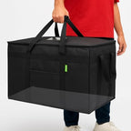 Insulated Food Delivery Bag with Hard Baseboard, XXXL, Black, 1 Pack in Black