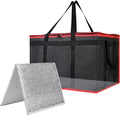 Insulated Food Delivery Bag with Hard Bottom, 3XL, Black-Red, 1PK