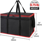 Insulated Food Delivery Bag with Hard Bottom, 3XL, Black-Red, 1PK, alternate view 2