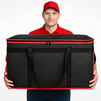 Insulated Food Delivery Bag with Hard Bottom, 3XL, Black-Red, 1PK, alternate view 6