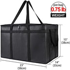 Insulated Food Delivery Bag with Hard Bottom, XXXL, Black, 2 Pack in Black, alternate view 2