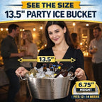 Insulated Hammered Stainless Steel Beverage Tub & Ice Bucket, 12QT, alternate view 4