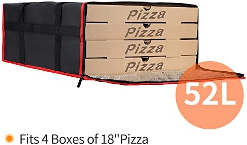Insulated Pizza Delivery Bag, 20" x 20" x 8" Pizza Warmer Bags for Carry Hot, Insulated Food Delivery Bag, alternate view 4