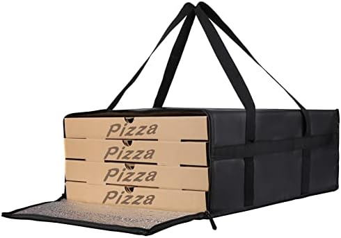 Insulated Pizza Delivery Bag, 20" x 20" x 8" Warmer, Black, 1-Pack in Black