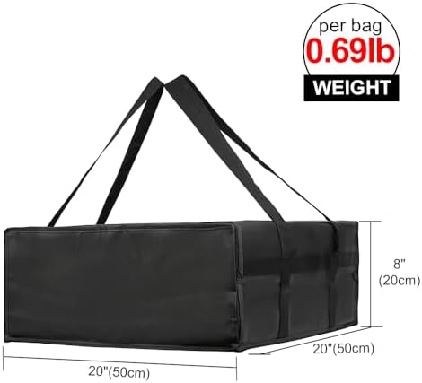 Insulated Pizza Delivery Bag, 20" x 20" x 8" Warmer, Black, 1-Pack in Black, alternate view 2