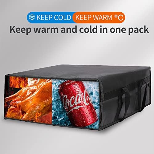 Insulated Pizza Delivery Bag, 20" x 20" x 8" Warmer, Black, 1-Pack in Black, alternate view 3