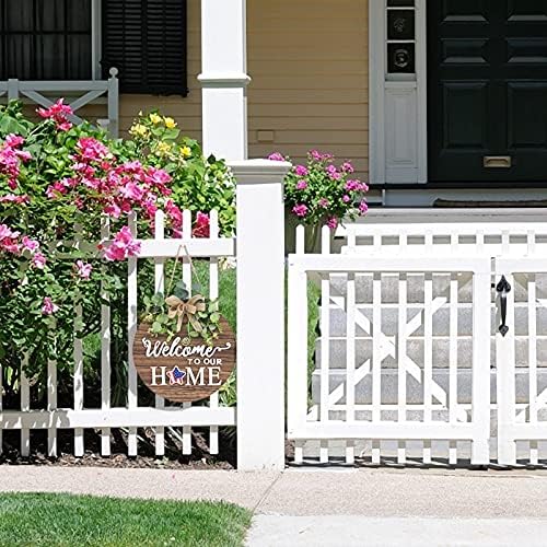 Interchange Welcome Sign Front Door Wreaths for Spring Fall Summer Winter, alternate view 2
