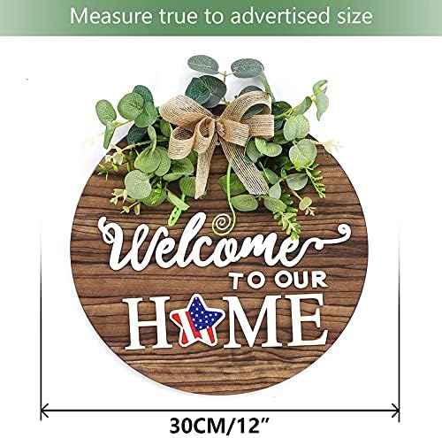 Interchange Welcome Sign Front Door Wreaths for Spring Fall Summer Winter, alternate view 3