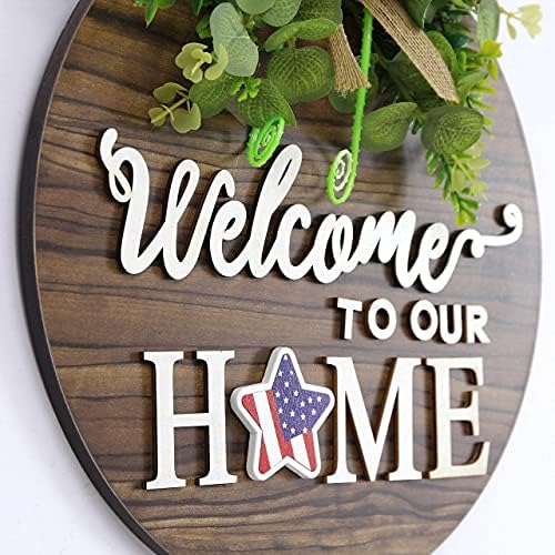 Interchange Welcome Sign Front Door Wreaths for Spring Fall Summer Winter, alternate view 5