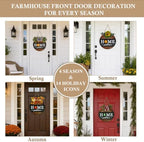 Interchangeable Welcome Sign for Front Door with 4 Seasonal Wreath and 14 Changeable Icons, Home Sweet Home for, alternate