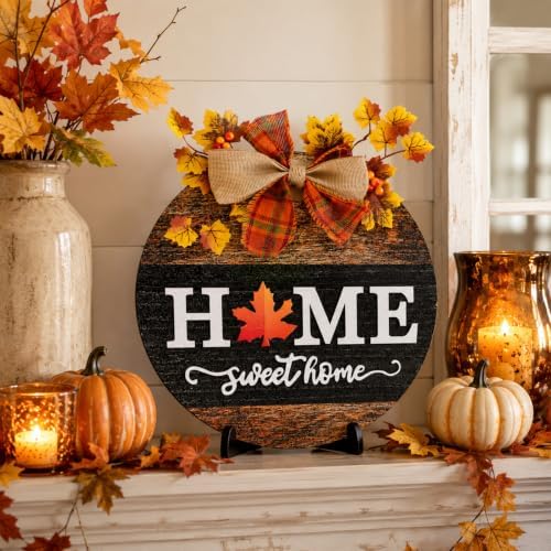 Interchangeable Welcome Sign for Front Door with 4 Seasonal Wreath and 14 Changeable Icons, Home Sweet Home for, alternate