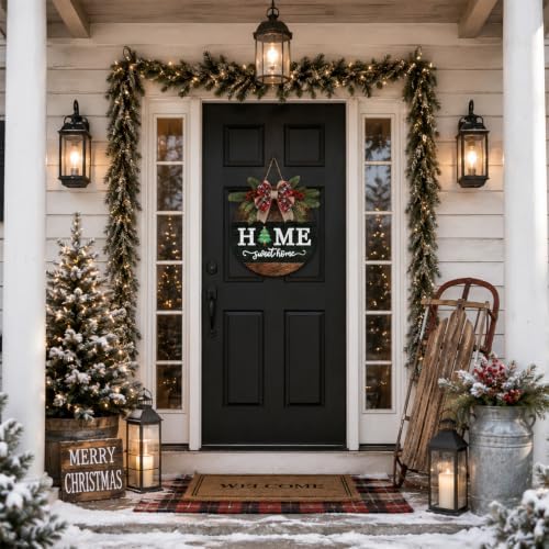 Interchangeable Welcome Sign for Front Door with 4 Seasonal Wreath and 14 Changeable Icons, Home Sweet Home for, alternate