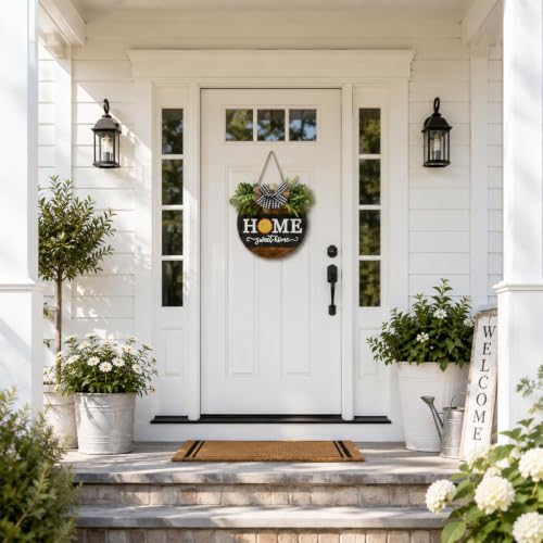 Interchangeable Welcome Sign for Front Door with 4 Seasonal Wreath and 14 Changeable Icons, Home Sweet Home for, alternate