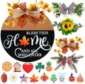 Interchangeable Welcome Sign for Front Door with 4 Seasonal Wreath and 14 Changeable Icons, Bless This Home for