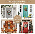 Interchangeable Welcome Sign for Front Door with 4 Seasonal Wreaths and 14 Changeable Icons, Farmhouse Front, alternate view