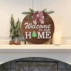 Interchangeable Welcome Sign for Front Door with 4 Seasonal Wreaths and 14 Changeable Icons, Farmhouse Front, alternate view