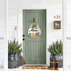 Interchangeable Welcome Sign for Front Door with 4 Seasonal Wreaths and 14 Changeable Icons, Farmhouse Front, alternate view