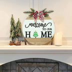 Interchangeable Welcome Sign for Front Door with 4 Seasonal Wreaths and 14 Changeable Icons, Farmhouse Front, alternate view