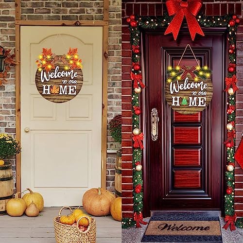 Interchangeable Welcome Sign, Seasonal Wooden Front door sign Brown, alternate view 3