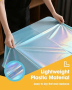 Iridescent Blue Plastic Table Cloth Disposable, 4 Pack, 54 x 108 in, alternate view 4