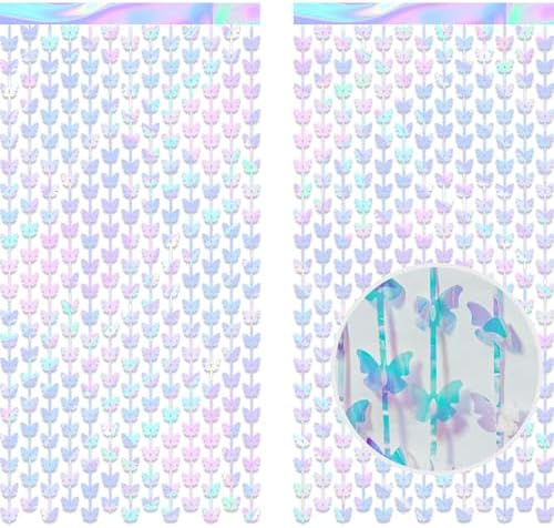 Iridescent Butterfly Fringe Party Backdrop - 3.2ft x 6.5ft - 2 Packs