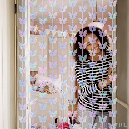 Iridescent Butterfly Fringe Party Backdrop - 3.2ft x 6.5ft - 2 Packs, alternate view 6