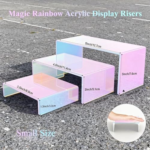 Iridescent Display Riser, 4-Set 12pc Acrylic Stackable 3-Tier Stand in Iridescent, alternate view 3