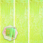 Iridescent Green Fringe Backdrop Curtains, 3.3x8.2ft, 3 Pack in 3.3x8.2ft