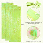 Iridescent Green Fringe Backdrop Curtains, 3.3x8.2ft, 3 Pack in 3.3x8.2ft, alternate view 3