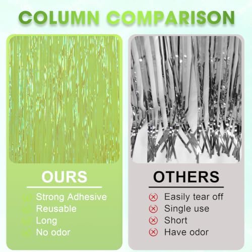 Iridescent Green Fringe Backdrop Curtains, 3.3x8.2ft, 3 Pack in 3.3x8.2ft, alternate view 5
