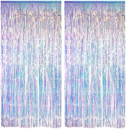 Iridescent Party Streamers Backdrop 3.2ft x 6.5ft 2 PCS