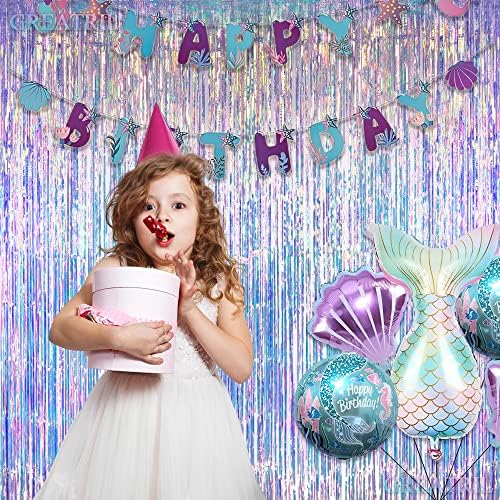 Iridescent Party Streamers Backdrop 3.2ft x 6.5ft 2 PCS, alternate view 2