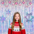 Iridescent Party Streamers Backdrop 3.2ft x 6.5ft 2 PCS, alternate view 3