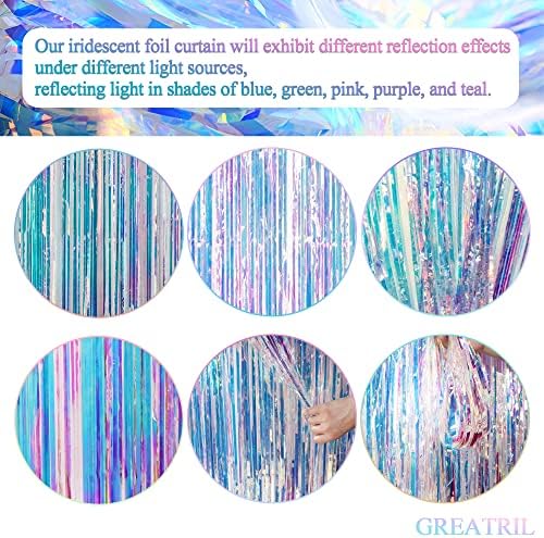 Iridescent Party Streamers Backdrop 3.2ft x 6.5ft 2 PCS, alternate view 6