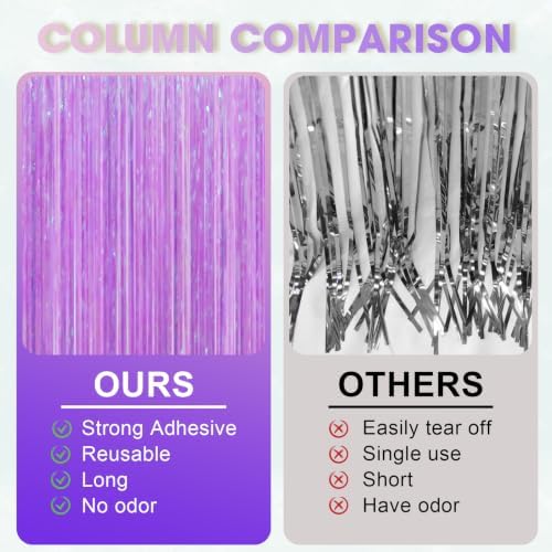 Iridescent Purple Fringe Backdrop Curtains, 3.3x8.2ft, 3 Pack in 3.3x8.2ft, alternate view 5