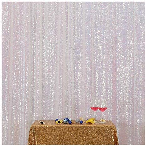 Iridescent Sequin Backdrop,6FT x 8FT Sequin Photography Backdrop Curtain for Party Decoration, Iridescent in 6x8