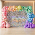Iridescent Silver Shimmer Wall Backdrop 48 Panels Cover 6 x 8 Ft, Photo Backdrops for Wedding, Anniversary