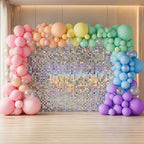 Iridescent Silver Shimmer Wall Backdrop 48 Panels Cover 6 x 8 Ft, Photo Backdrops for Wedding, Anniversary