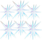 Iridescent Star Spike Balloons 6pcs Explosion Foil Mylar Balloons in 6 PCS - 27&22 Inch in Iridescent