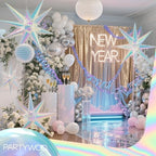 Iridescent Star Spike Balloons 6pcs Explosion Foil Mylar Balloons in 6 PCS - 27&22 Inch in Iridescent, alternate view 2
