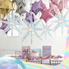 Iridescent Star Spike Balloons 6pcs Explosion Foil Mylar Balloons in 6 PCS - 27&22 Inch in Iridescent, alternate view 3